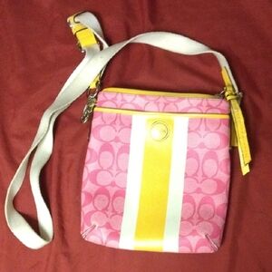 Coach Vibrant Pink and Yellow Crossbody Bag